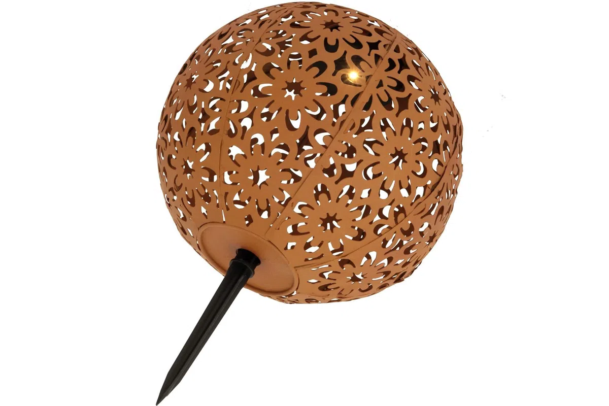 LED Solar Metall Gartenkugel Rostoptik Ø 20 cm warmweiss