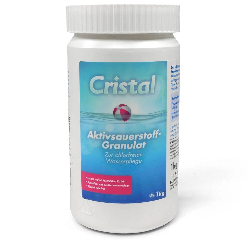 Aktivsauerstoff GRANULAT 1,0 kg - Chlorfreie Wasserdesinfektion - Sanfte und geruchsfreie Alternative zu Chlor - Wirksame Wasserdesinfektion - Benötigt zusätzlich Cristal Aktivsauerstoff Aktivator