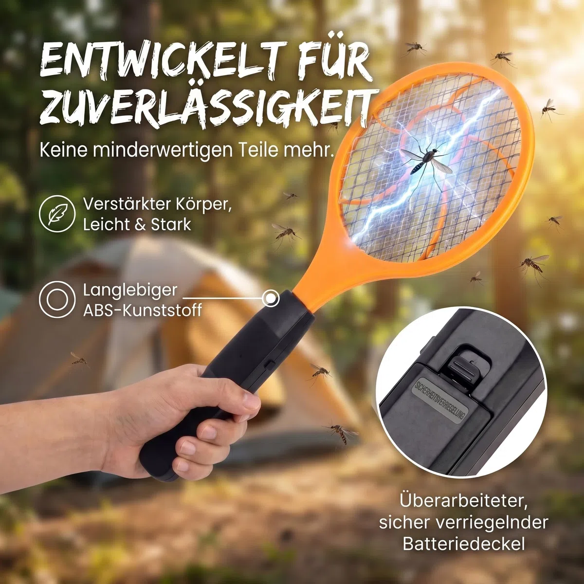Elektrische Fliegenklatsche Elektro Fliegenfänger Insektenvernichter Mückenklatsche - Testsieger Kundenzufriedenheit (Set: 3 Stück)