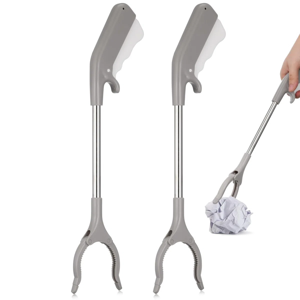 Cabilock 2 Stück Greifzange für Senioren 40cm Aluminium Müllzange Extra Langer Greifer Greifhilfe Greifarm für Senioren und Kinder, für Rollstuhl-Nutzer, Apfelpflücker & Laubgreifer Zubehör