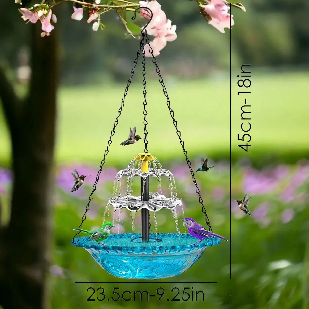 Hängender Solar Vogelbadbrunnen, Vogeltränke Hängend Springbrunnen, Gartenwasserfall Vogelbad Schale, Wasserspiel Dekoration Im Freien Für Vögel, Für Wilde Kolibri Finken Schmetterlinge