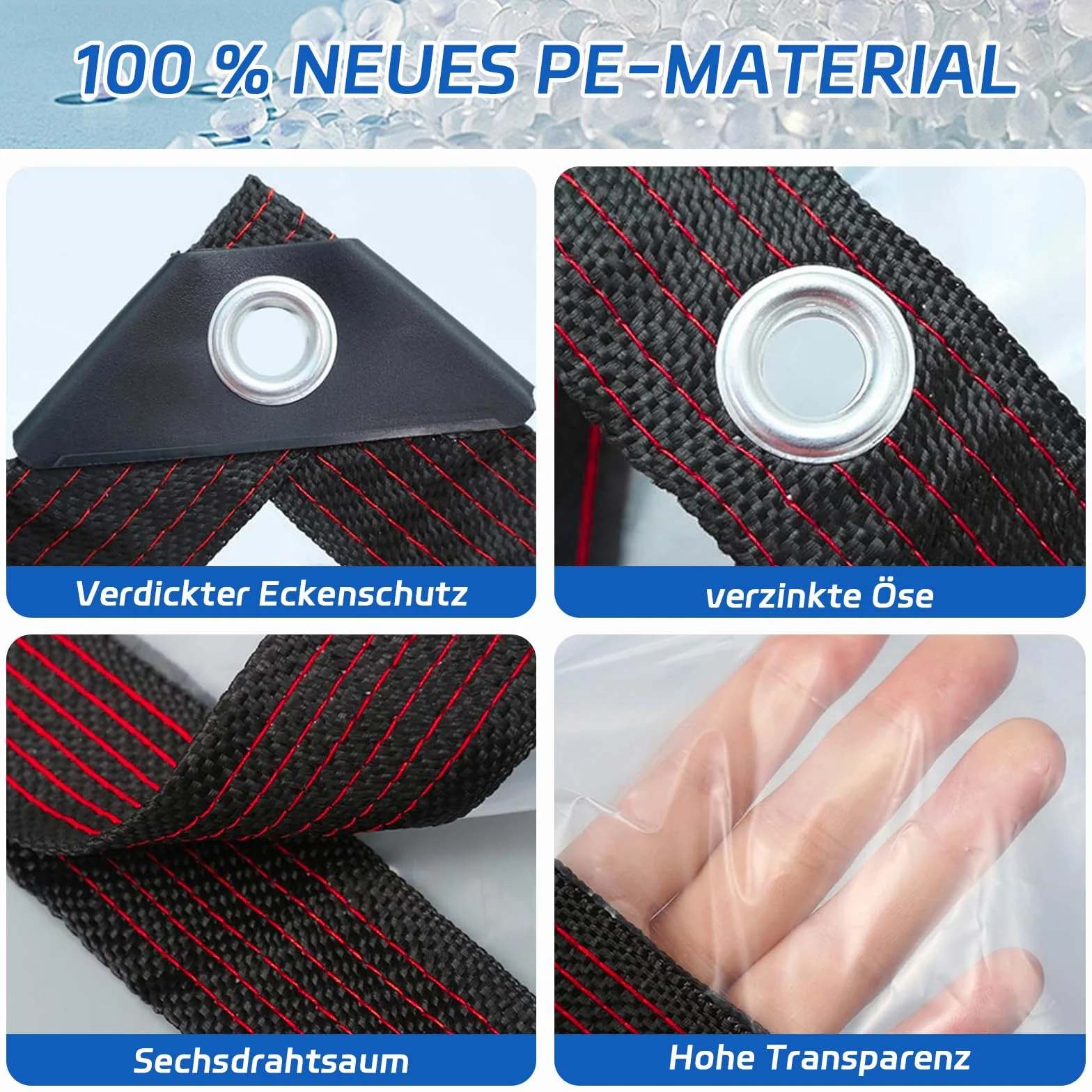 Plane Wasserdicht Transparent mit öSen, Abdeckplane Wasserdicht, zum Schutz von Gartenmöbeln vor Staub,Gewächshäuser,Terrassen und Andere Außenbereiche,Regenschutz Windschutz, 2x1m