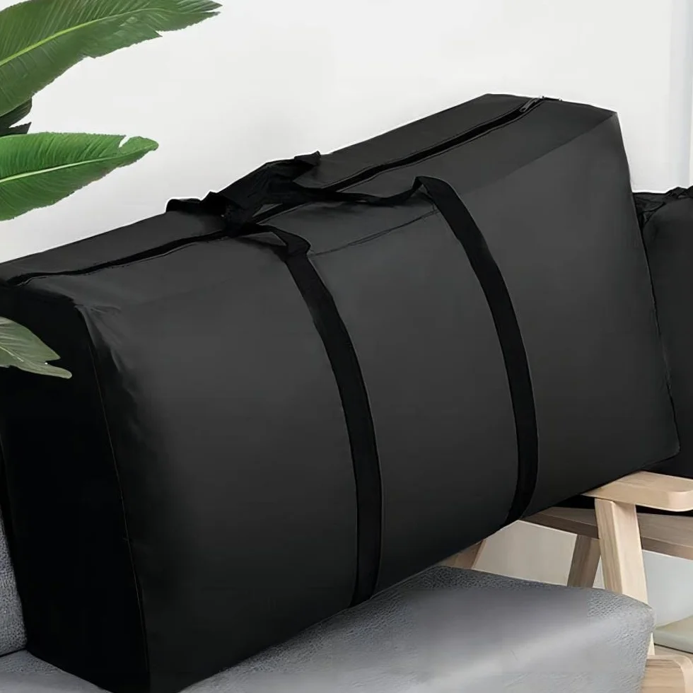 2 stück Aufbewahrungstasche, Gartenauflagen Wasserdicht, Belastbare Aufbewahrungstasche, 150L, Tragetasche Mit Handgriffl, Schutzhülle für Polsterauflagen, Aufbewahrung, 100 * 27 * 56, Schwarz